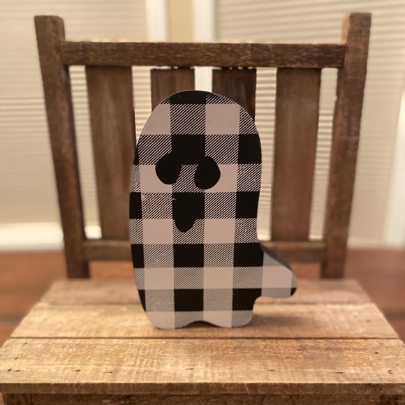 Halloween Ghost Wood Signs Set, White Ghost Shaped Sign, Black & White Ghost - Picture 12 of 16